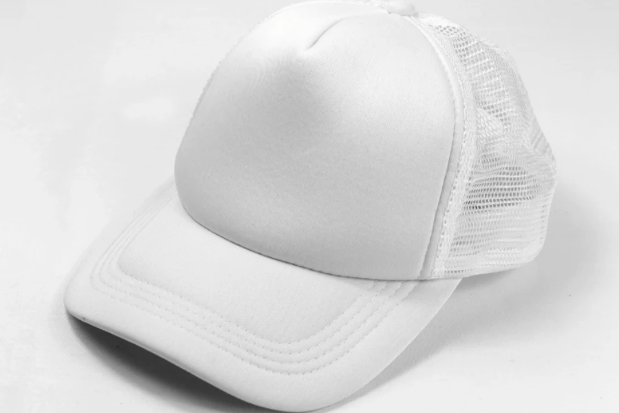 White mesh baseball hat with foam front