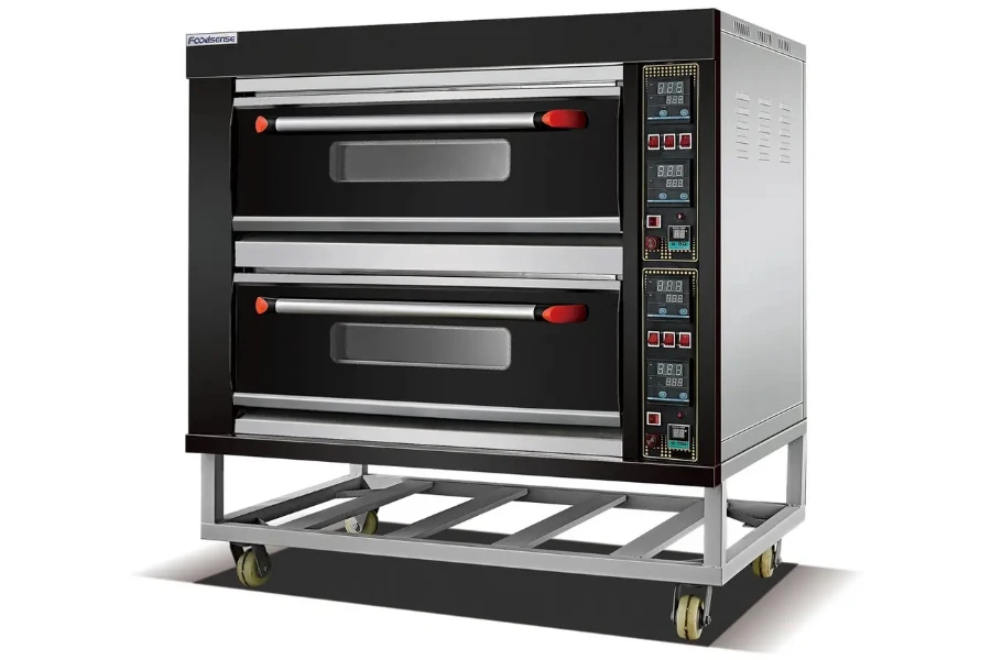 A commercial pizza oven with 2 decks