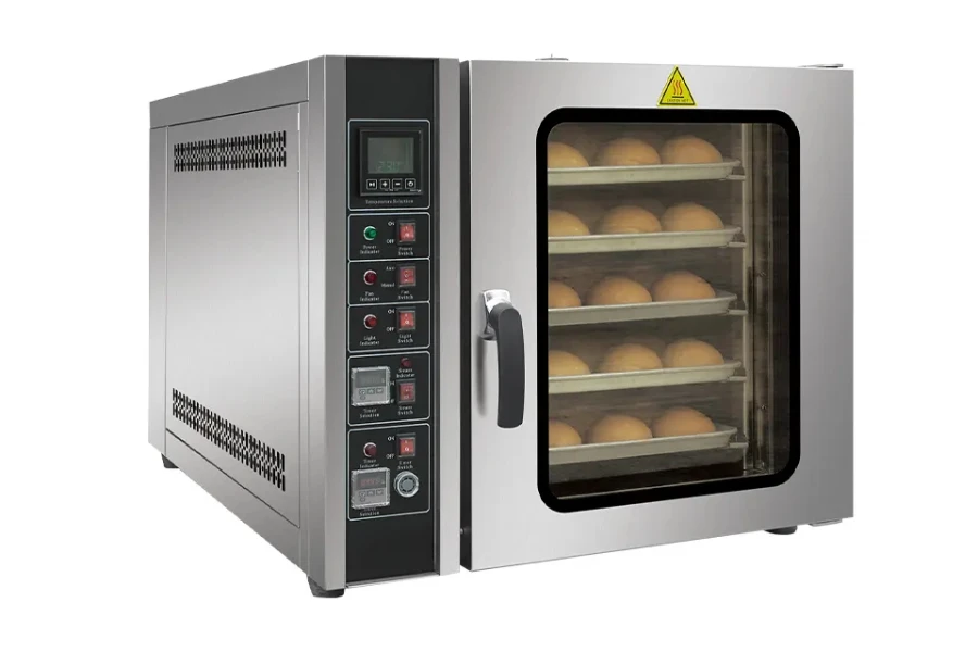 Um forno de convecção assando pão