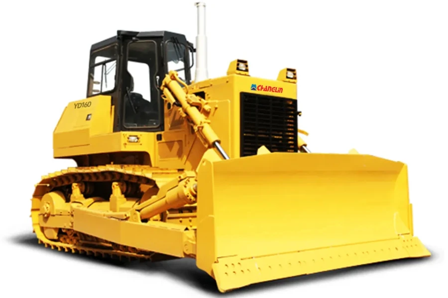 A crawler bulldozer