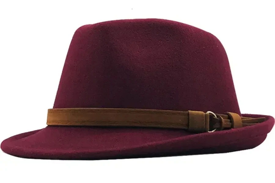 A distinctively shaped short-brim fedora hat