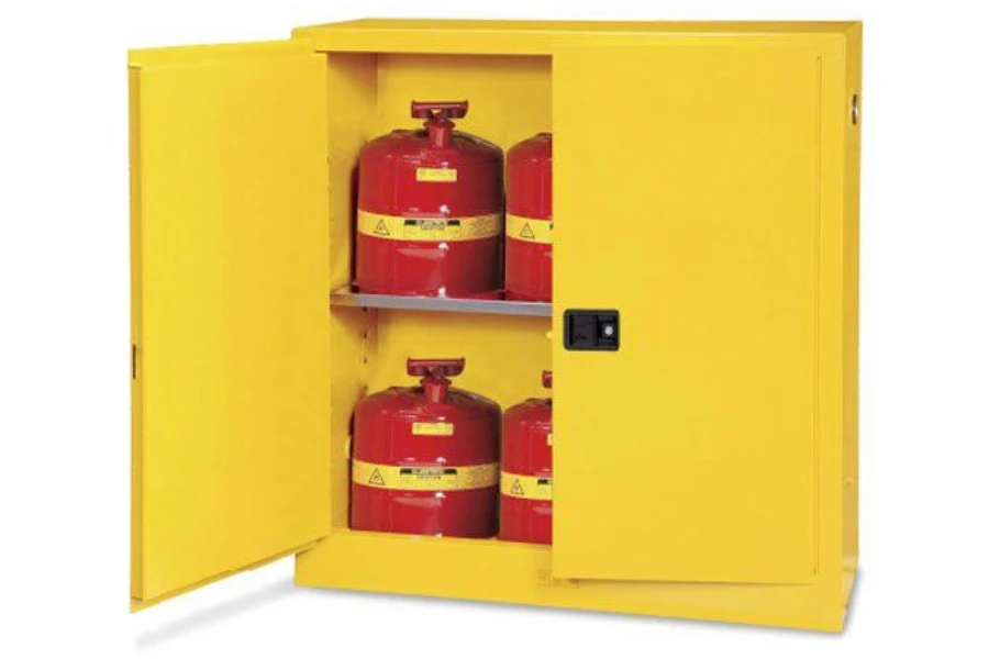 A flammable liquid storage cabinet