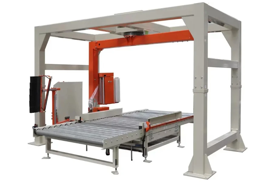 A straddle wrapping machine
