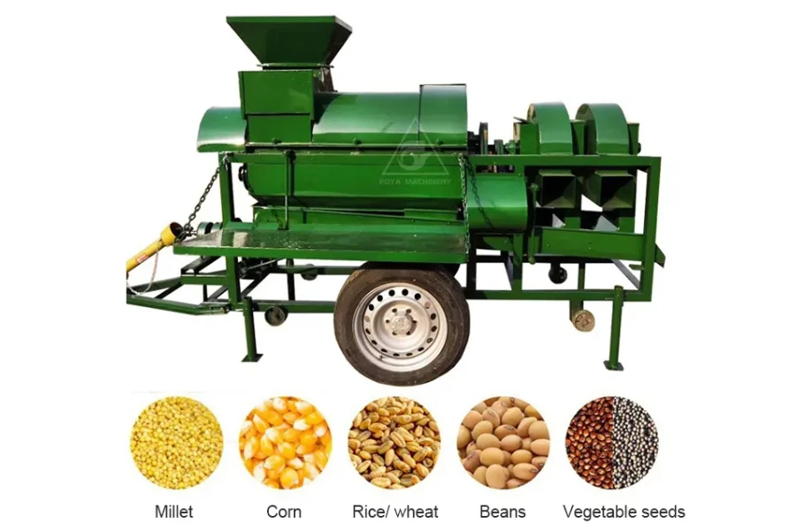 A tractor-driven maize sheller using a diesel engine