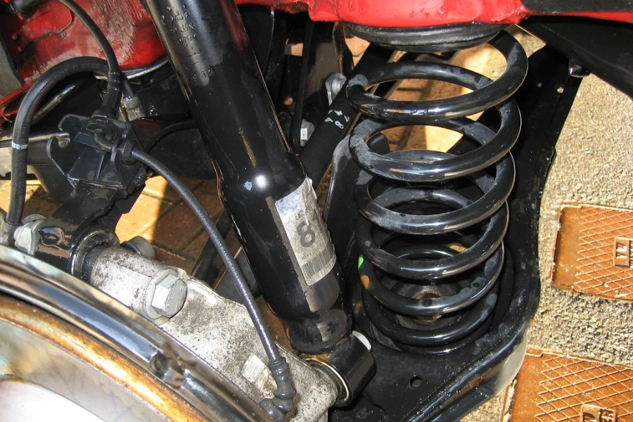 A used shock absorber in a motorbike