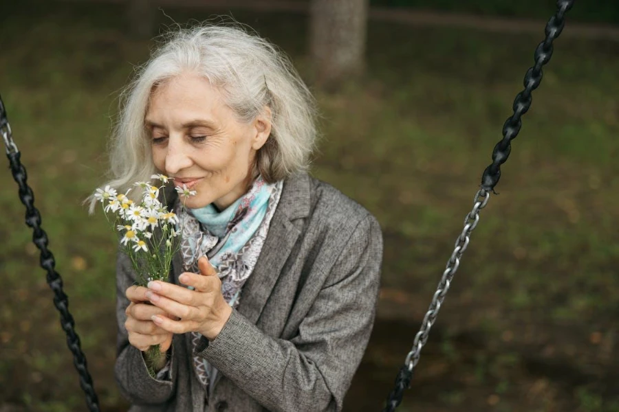 A woman in a layering scarf