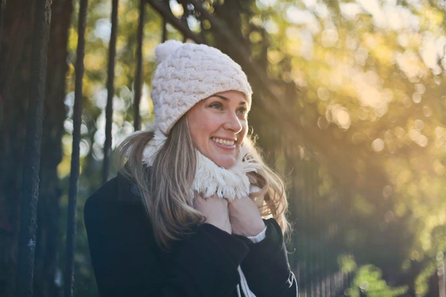 A woman in an infinity scarf