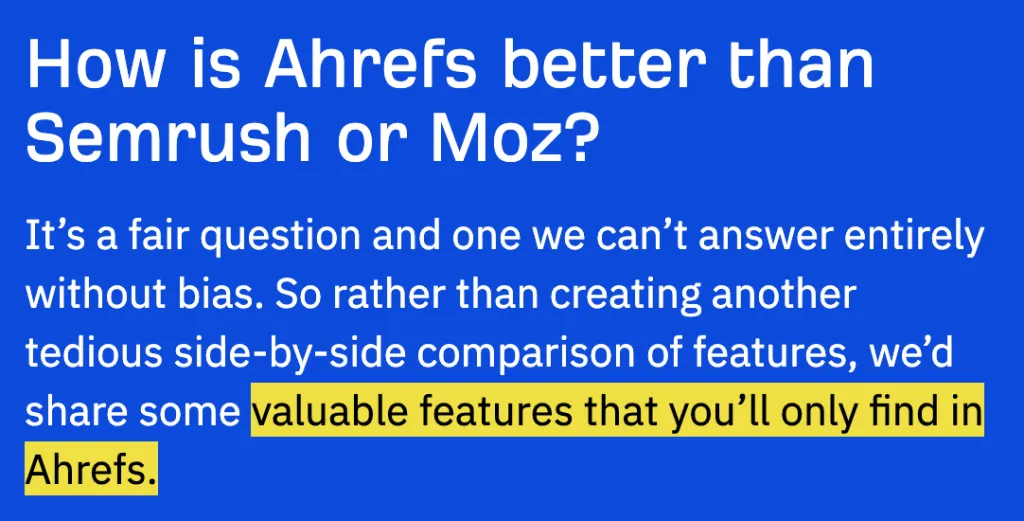 Ahrefs' versus page
