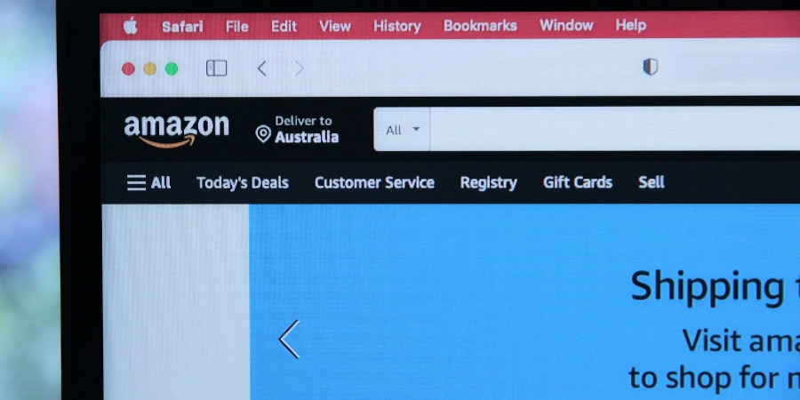Amazon homepage open on laptop