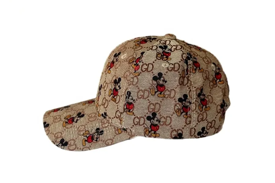 Cappello sportivo in cotone stampato a fantasia animalier