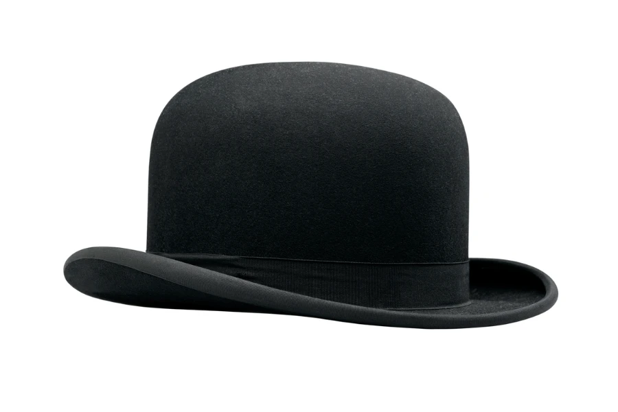 Black bowler hat on a white background