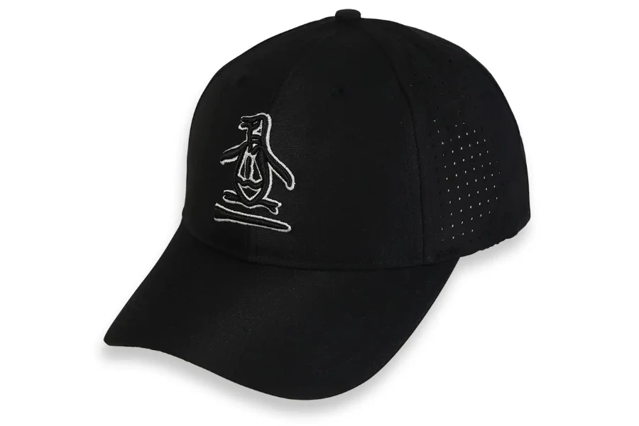 Casquette noire sur fond blanc