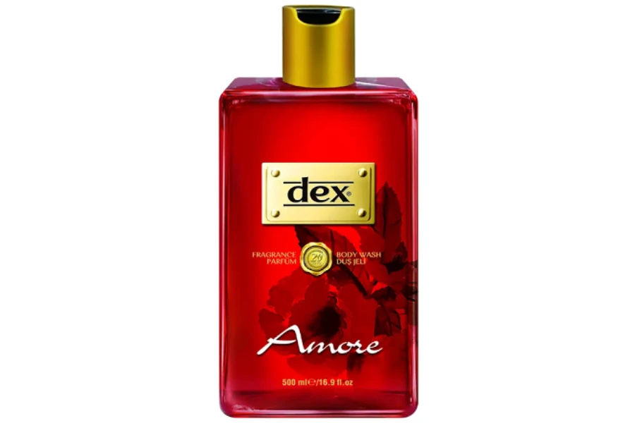 Bottle of Iris fragrance and body wash