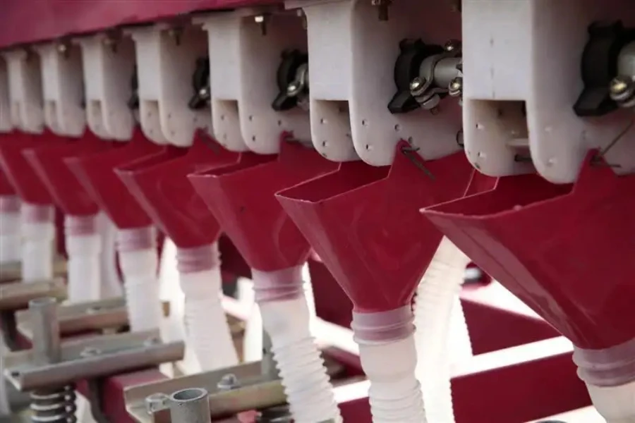 Close-up of a professional power tiller seed drill
