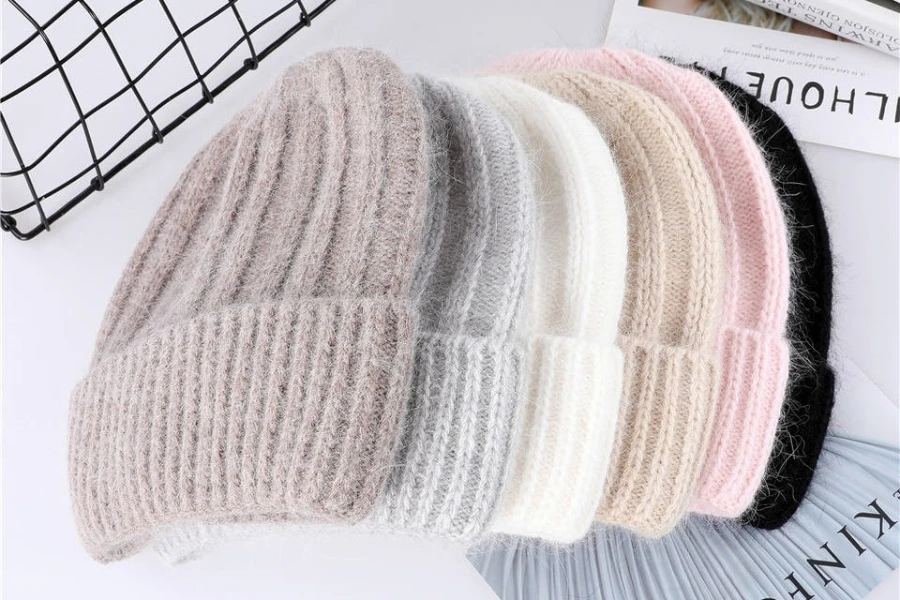 Collection of multi-colored wool beanies