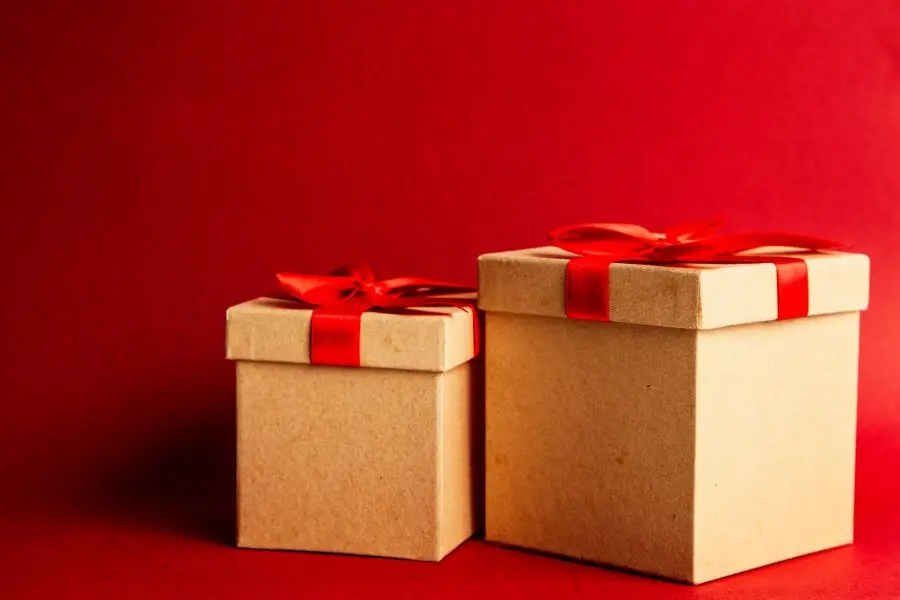 Gift boxes with red ribbon