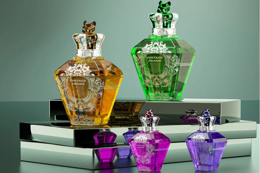 Glass perfume bottles in different shape