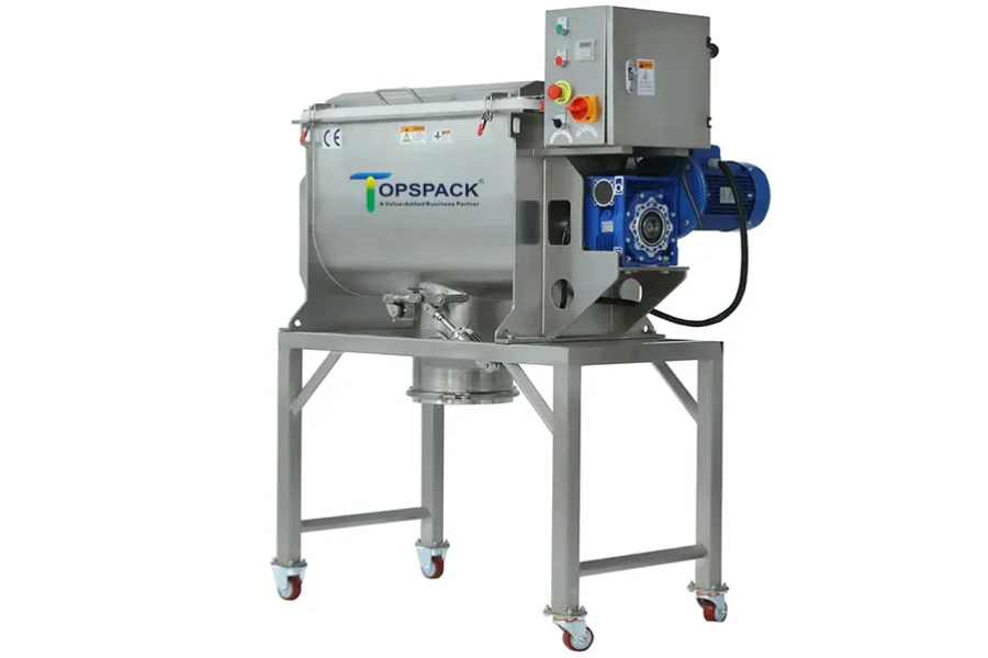 Horizontal granular ribbon mixer