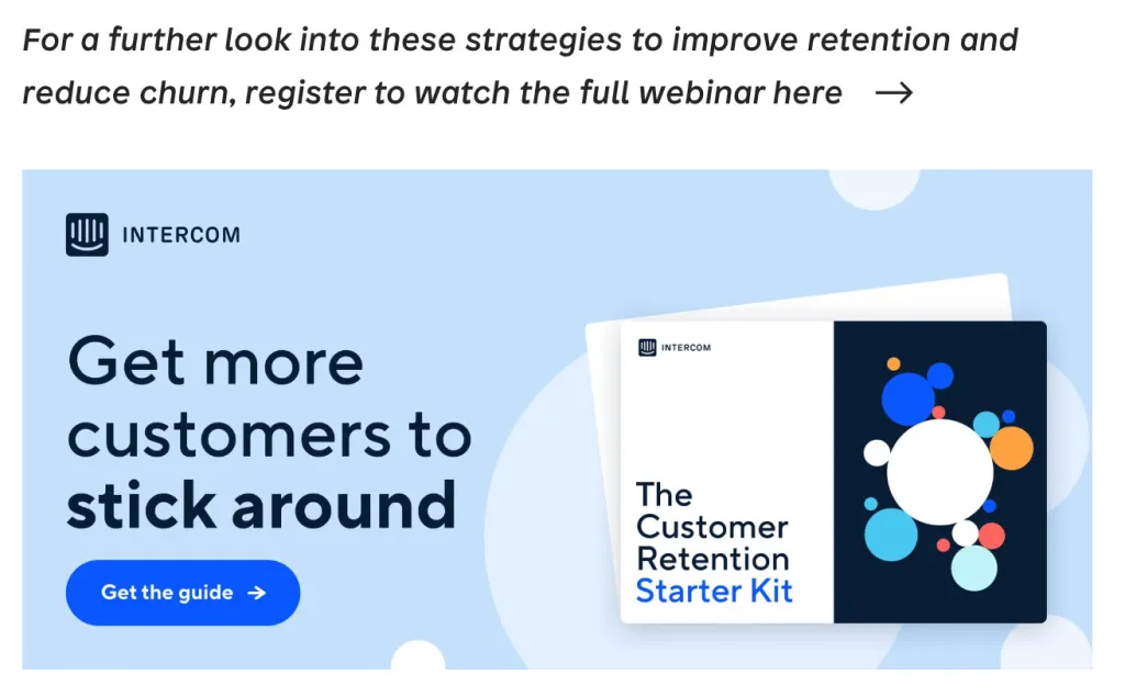 Intercom's offer to sign up to its email list
