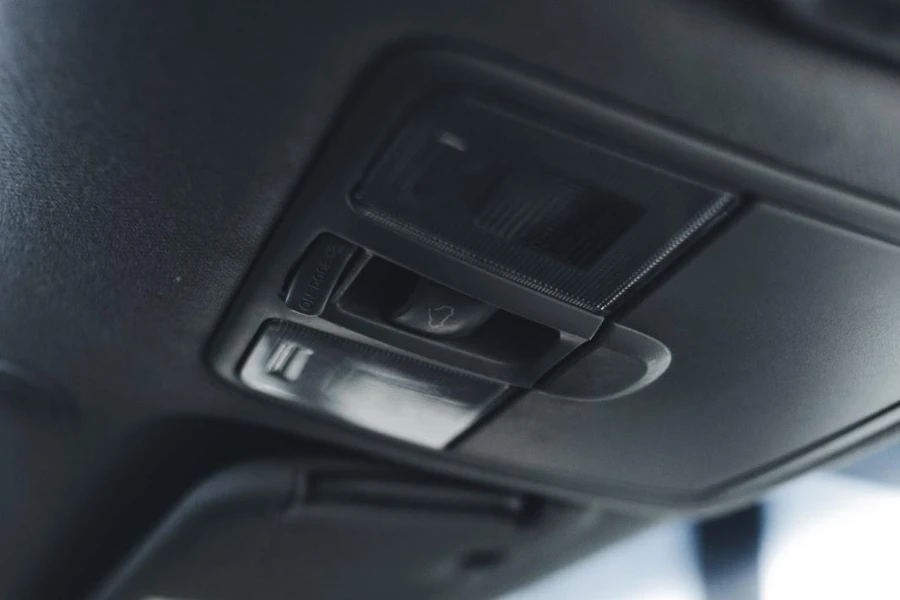 Interior light switches on a car’s roof