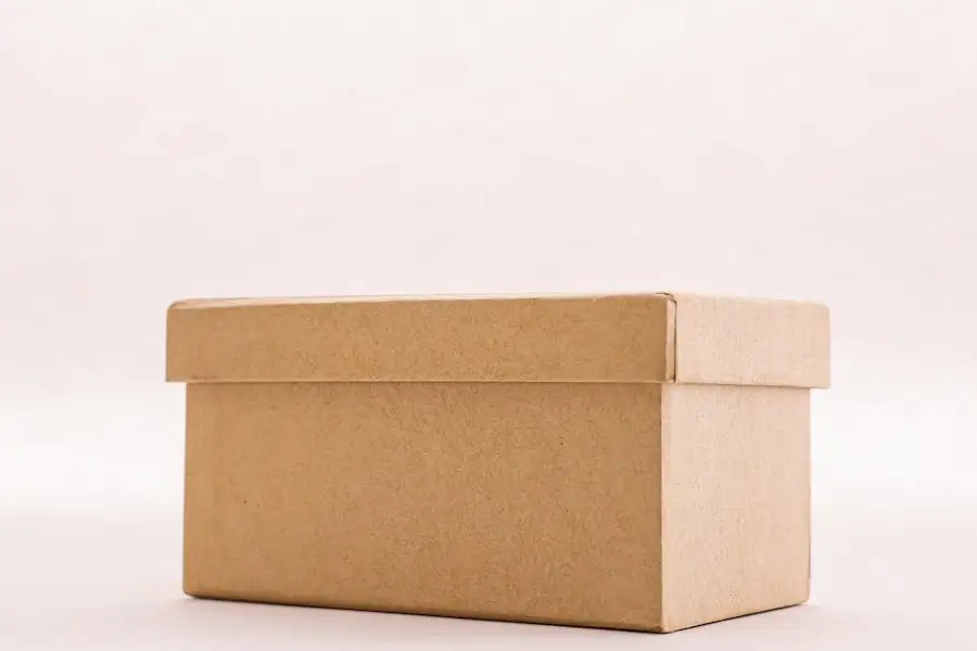 Kraft paper box on a white surface