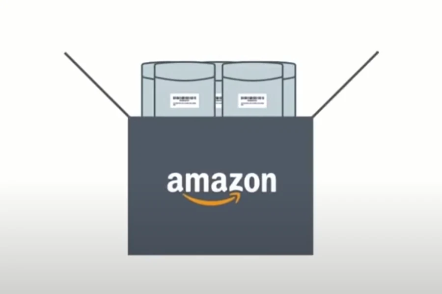 Labeled products packaged inside Amazon boxes