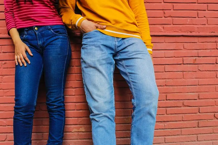 Man and woman rocking jean pants