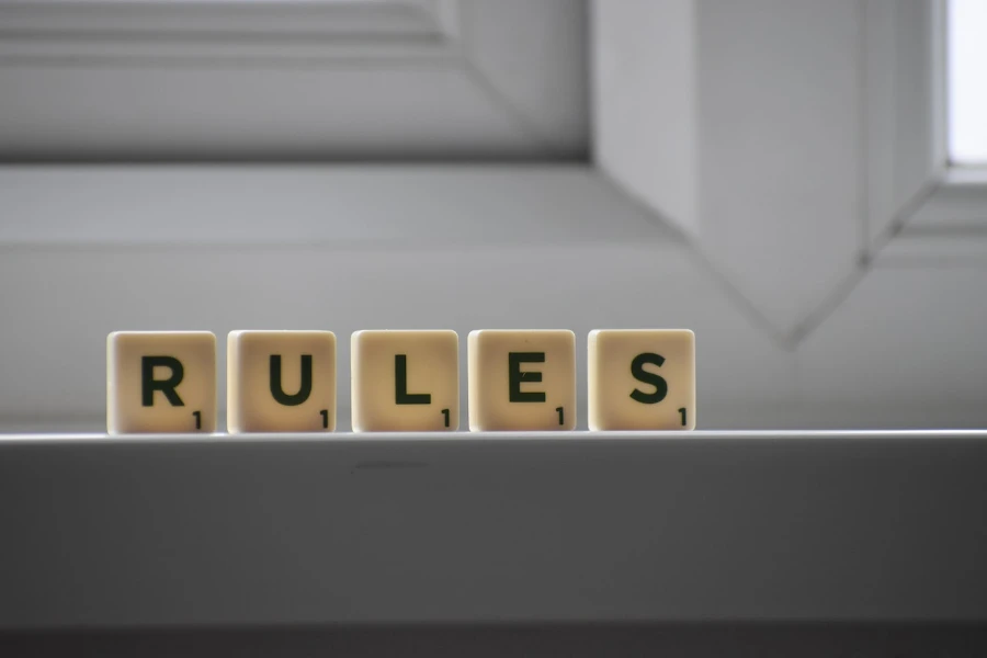 Rules spelled out in Scrabble tiles
