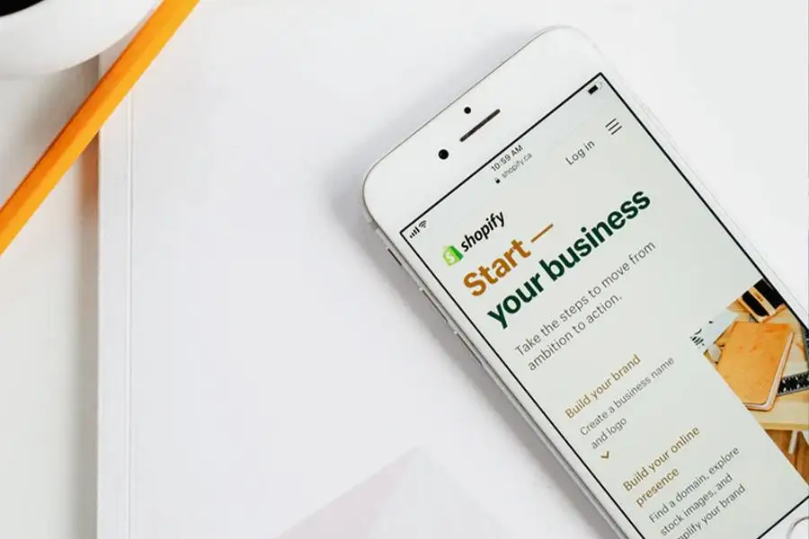 Shopify for online store screen on a smart phone