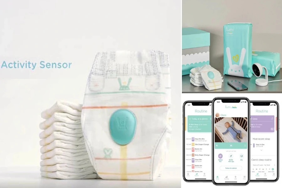 Smart diaper integration with a sensor, camera, and diaper monitor app