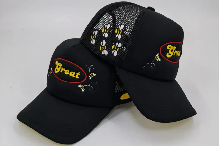 Trucker hats with customizable embroidery logos