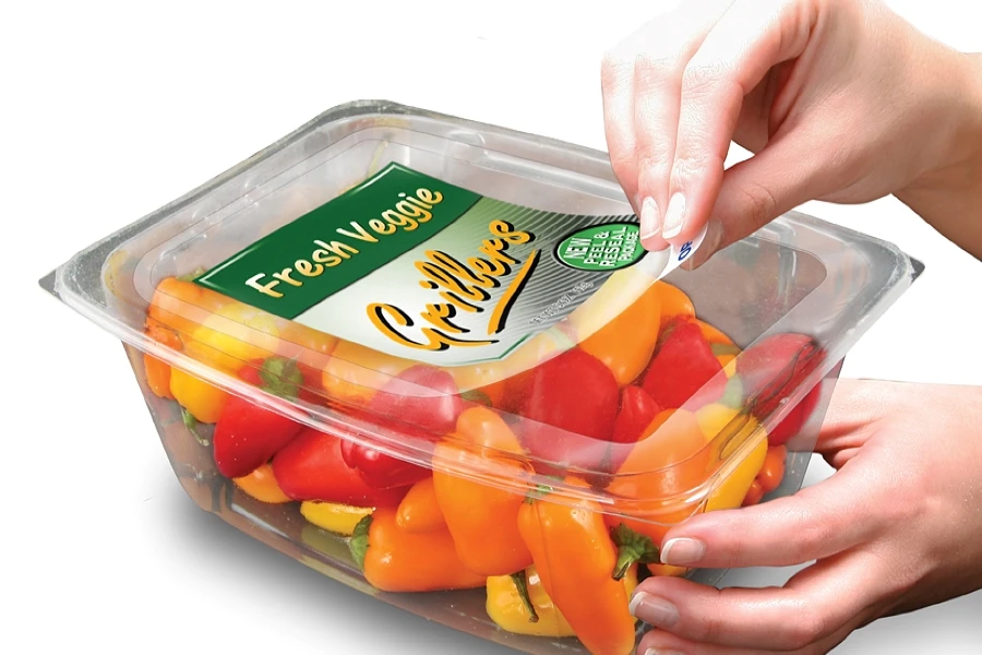 Vegetables in a clear lightweight package