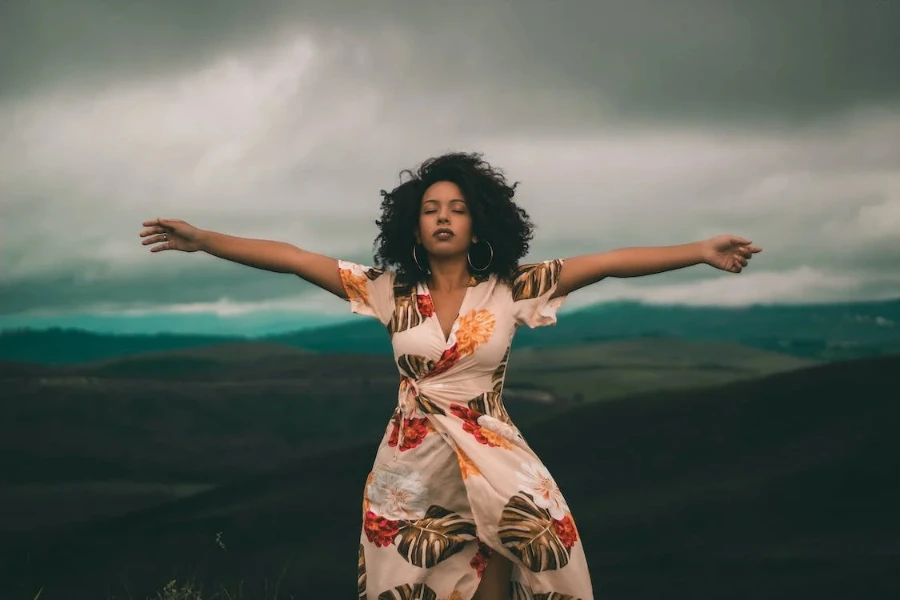 Woman wearing a maxi dress