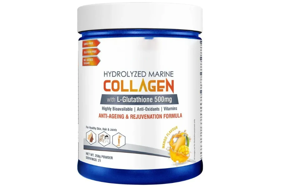A bottle of marine collagen supplements