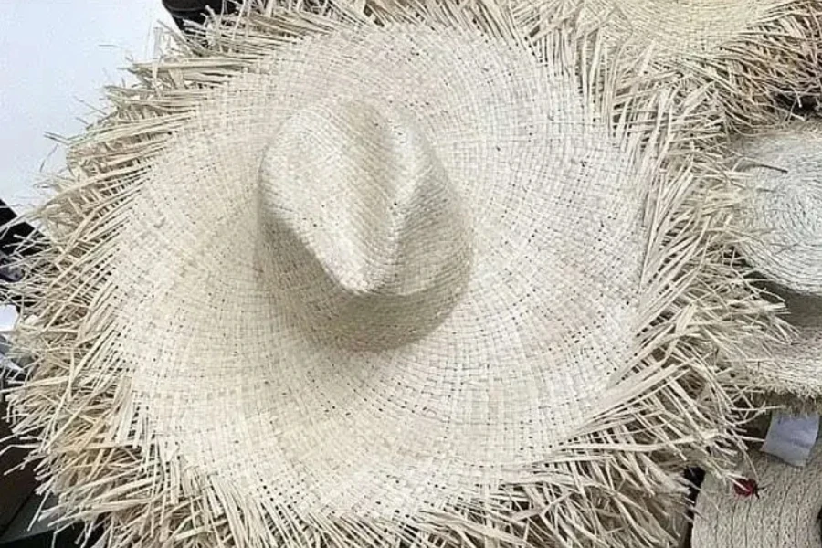 Un primer plano de un sombrero de paja Derby