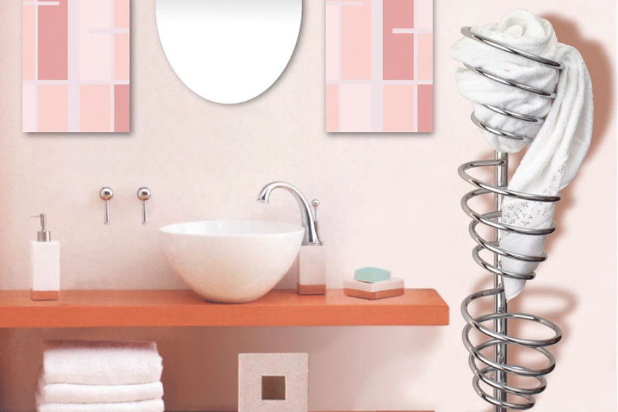 A unique design wall-mounted towel warmer