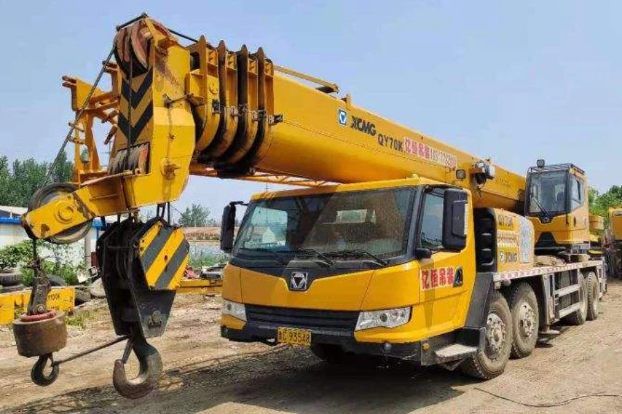 angled front view of a used XCMG 70 ton truck crane