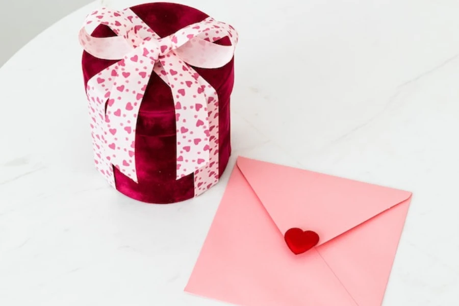 Mothers Day gift box and pink envelope