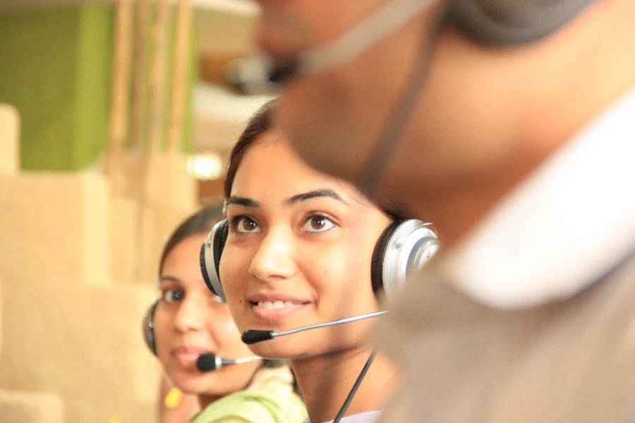 person wearing a headset providing customer service