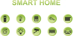 Smart home trends concept image with various appliances and devices