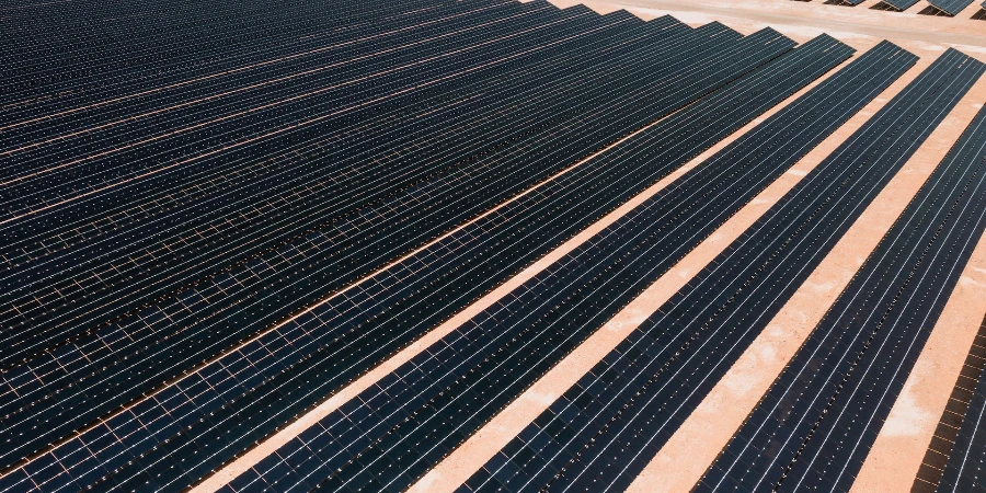 Solar panels in a solar farm