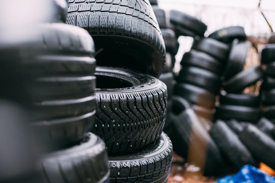 Tires in a yard