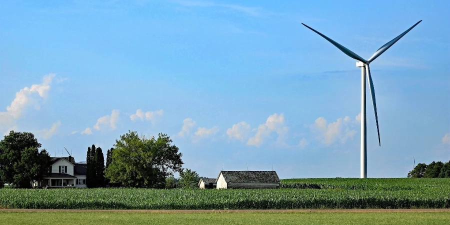 Windmill on the grass field