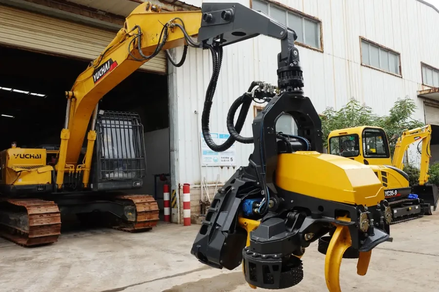 YCF135FM log trailer feller buncher