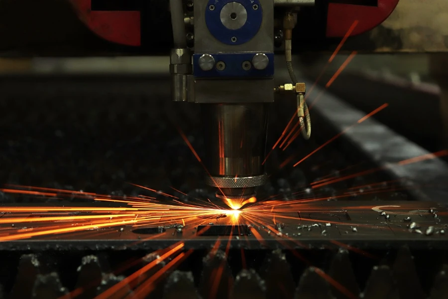 A laser welding machine in action
