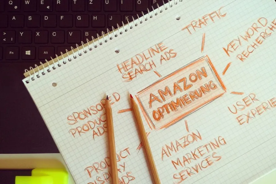 A notepad showing the branches of Amazon advertisement