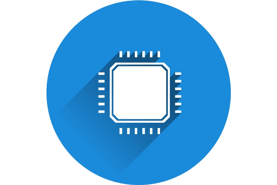 Concetto di chip del processore del computer con linee