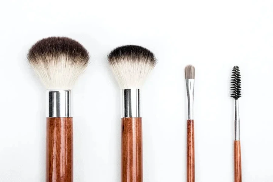 Four different types of makeup brushes