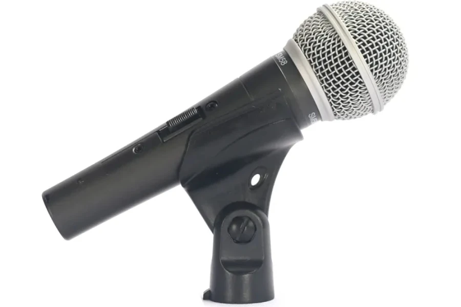 Handheld microphone on a stand
