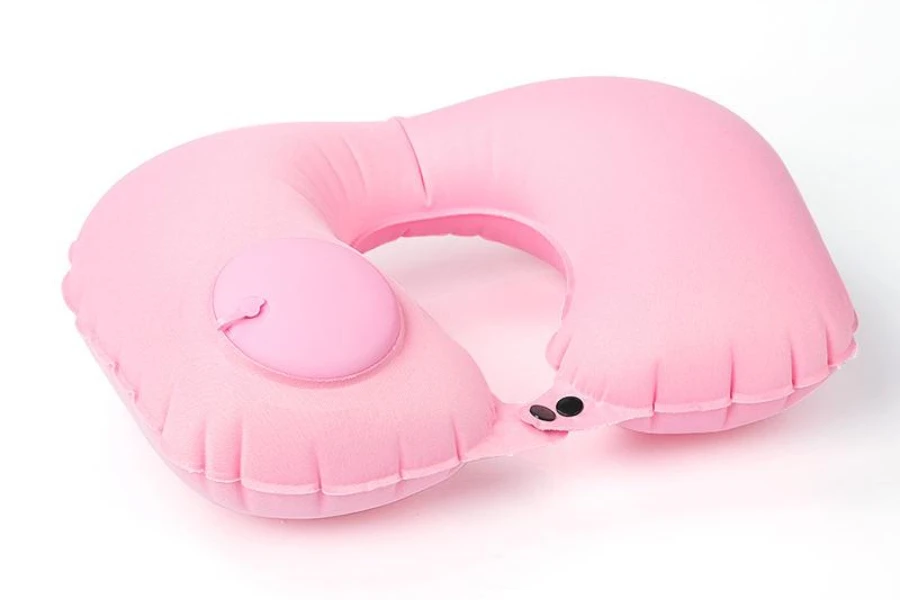 Inflatable travel pillow on a white background
